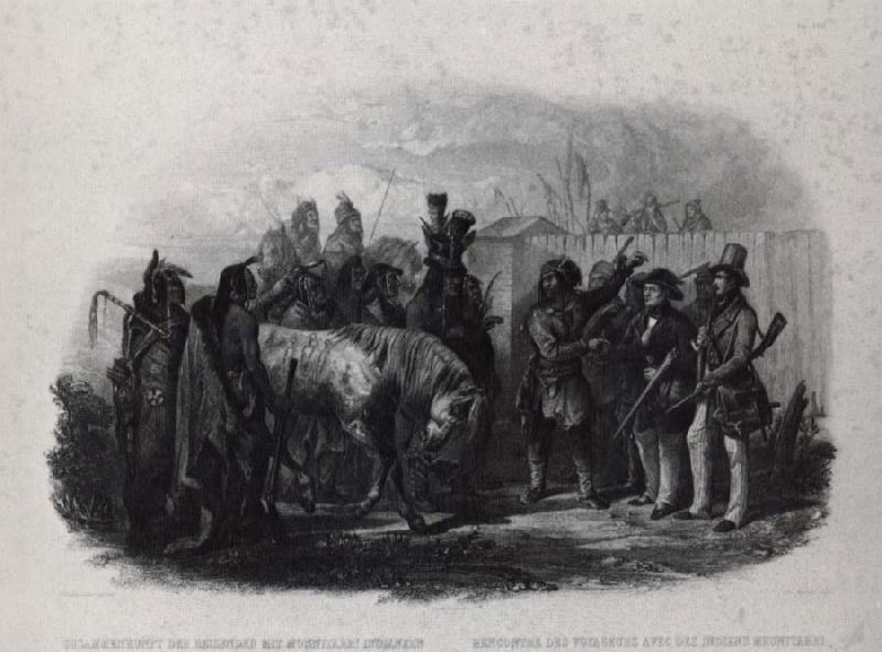 Karl Bodmer The Travelers meeting with Minnetarree indians near fort clark oil painting image